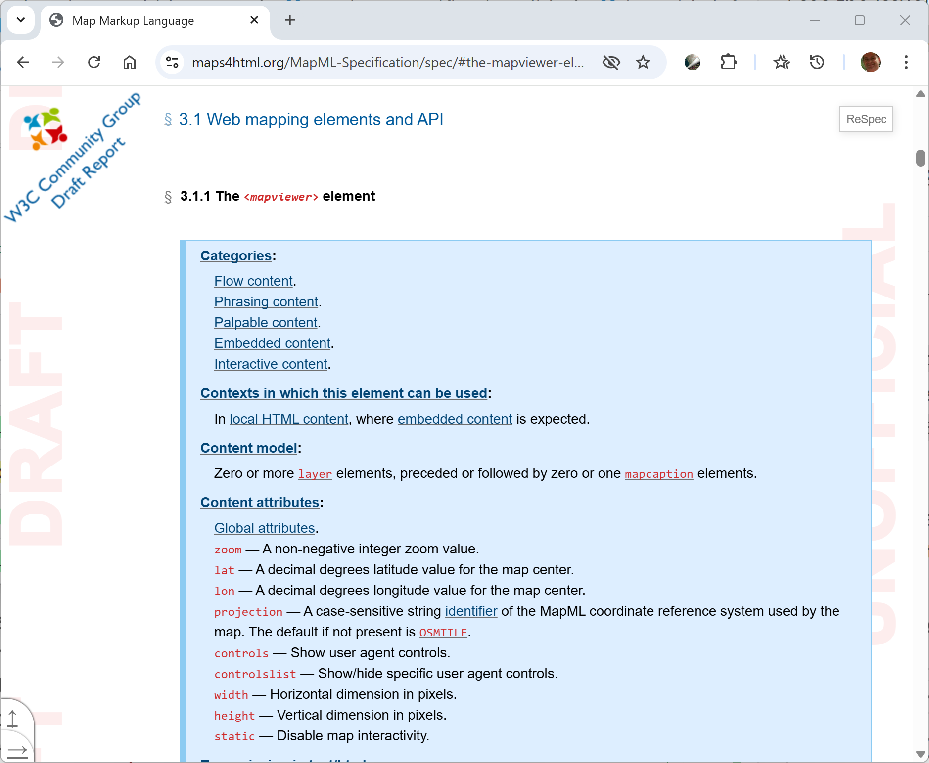 MapML Viewer Specification